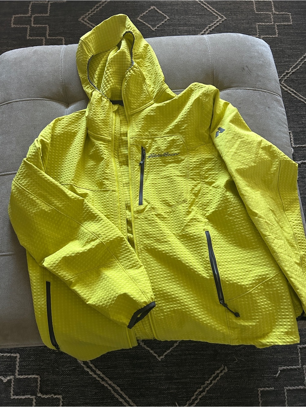 Eddie Bauer Bright Yellow Lightweight Hooded Jacket